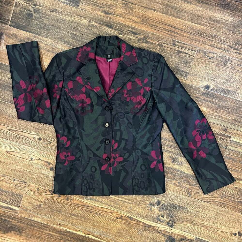 Vintage Floral Jacquard Blazer Size 4